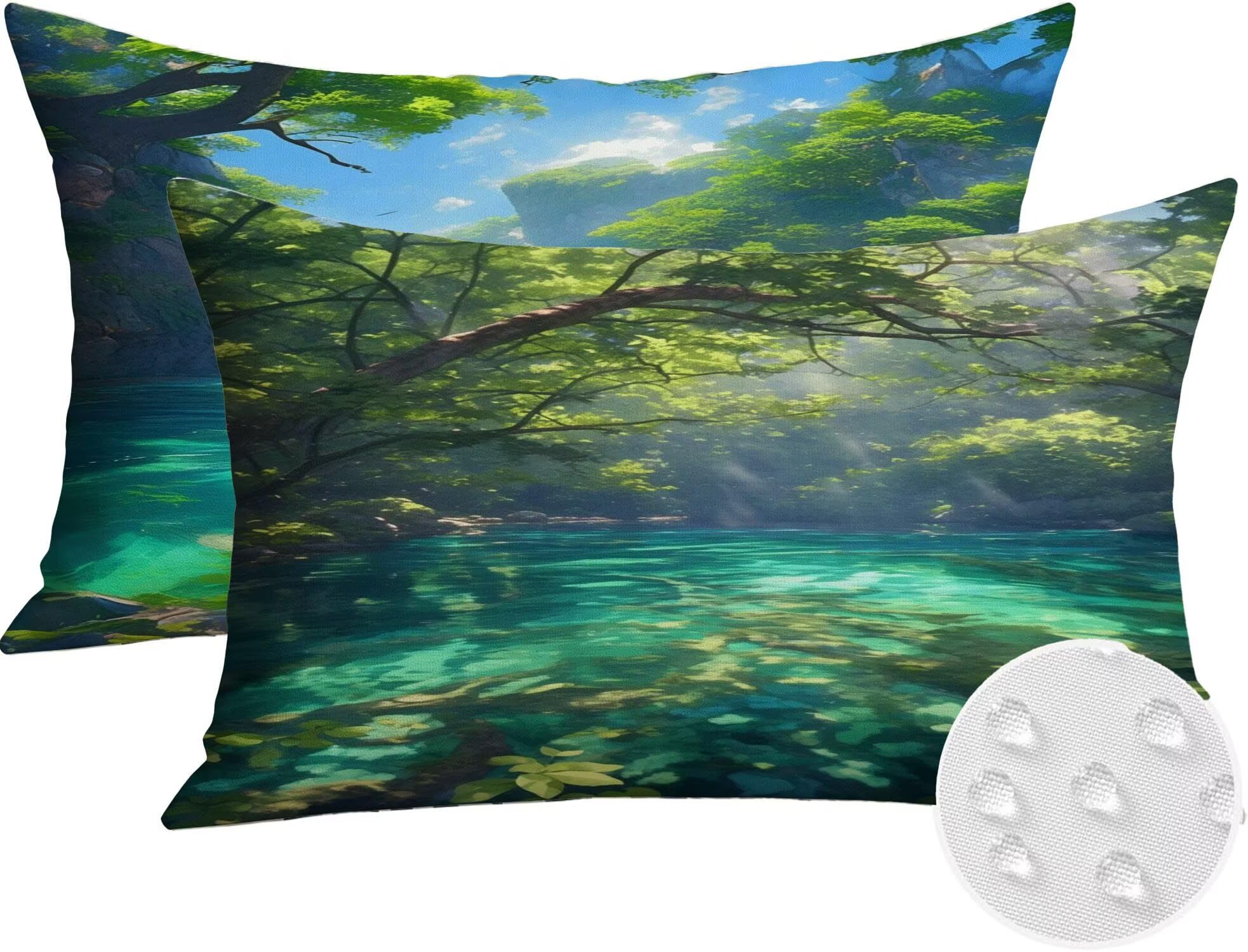 Générique Housse Coussin Exterieur Impermeable 30x50cm Vert Décoratif Taie d'oreiller Decoration Botanique Housse de Coussin Exterieur Impermeable pour Salon de Jardin Lot 2. T-3317