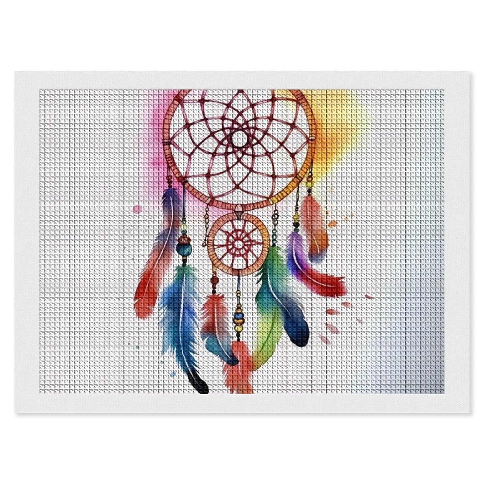 Watercolor Dream Catcher Diamond Art Kits for Adults, DIY 5D Diamonds Painting Kits for Beginner, Round Full Drill Diamond Dots Painting, 12"x16" Diamonds Pictures Gem Art and Crafts Wall Decor