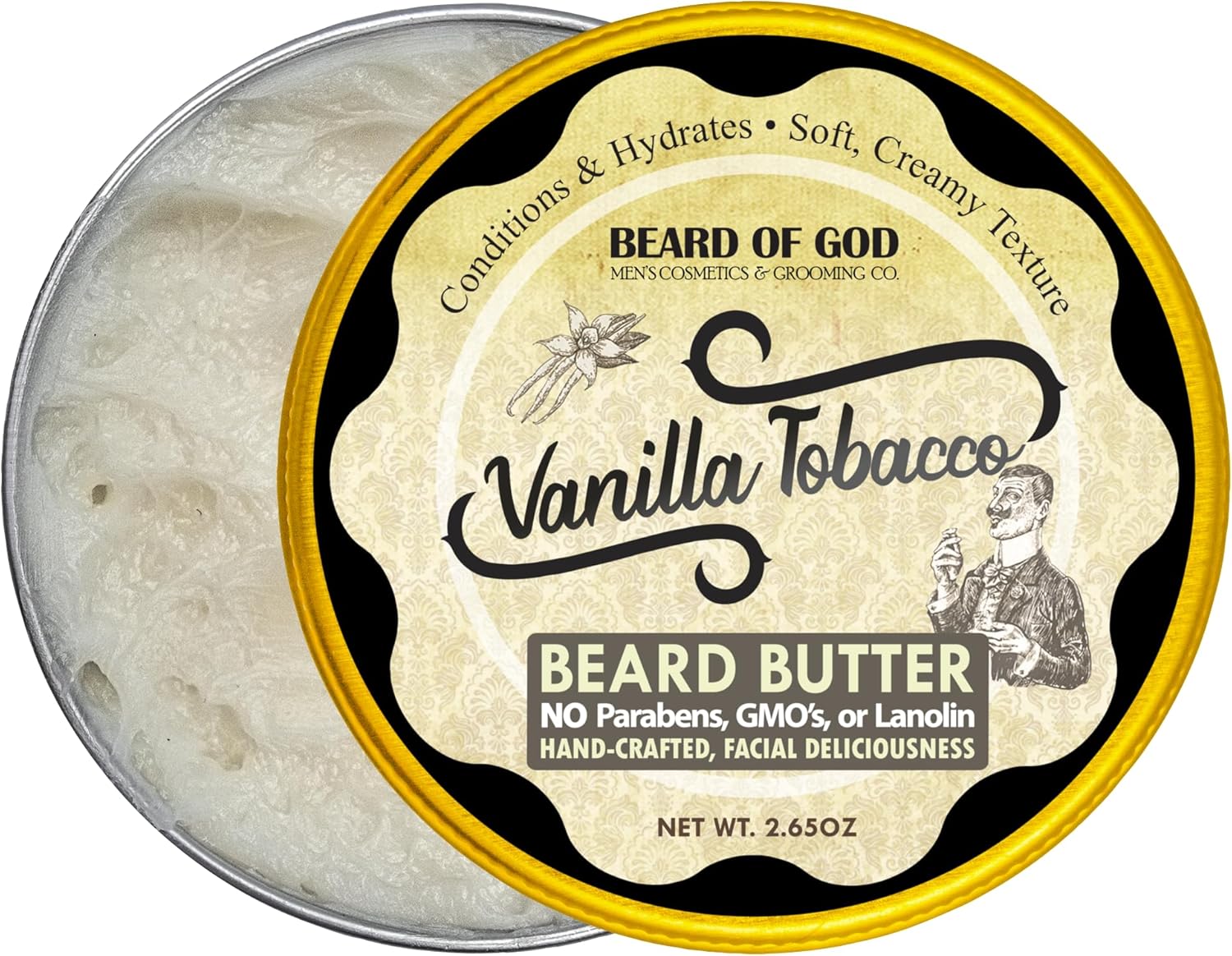 Vanilla Tobacco, Thick Whipped & Creamy Beard Butter, 2.65oz – Natural, Organic & Crafted in USA by Beard of God – Stimulates Hair Growth & Beard Thickness, Keeps Straggler Down, Low Sheen Vanilla Tobacco, Thick Whipped & Creamy Beard Butter, 2.65oz – Natural, Organic & Crafted in USA by Beard of God – Stimulates Hair Growth & Beard Thickness, Keeps Straggler Down, Low Sheen