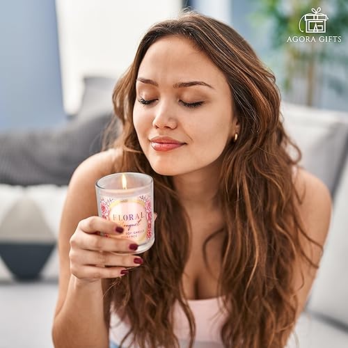Miniatura 7 de Rose Candle Velas perfumadas de lujo Aroma de ramo floral relajante 10% esencia de rosa para un aroma duradero Vela de soja 100% con mecha de