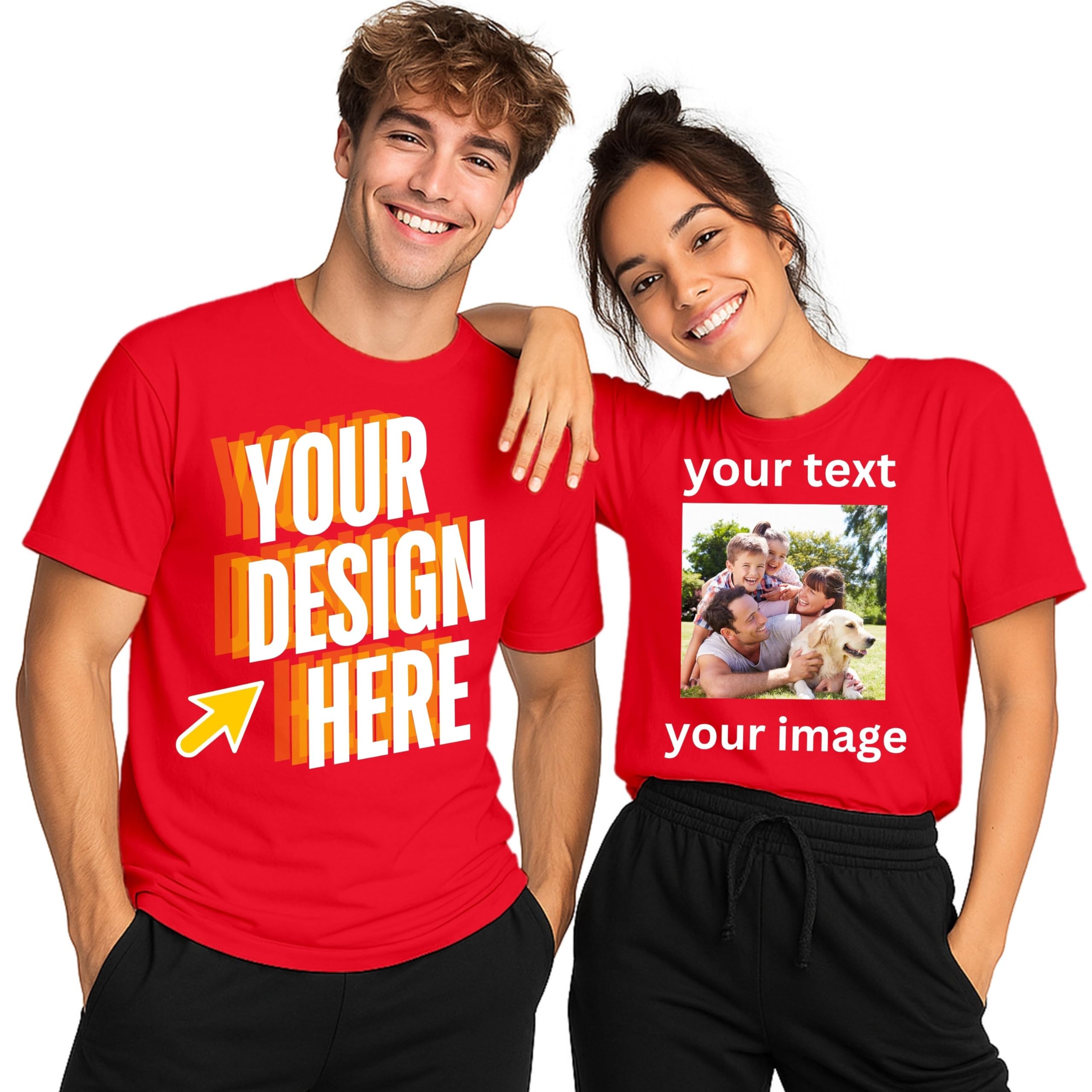 Printson Custom T-Shirt for Men & Women - Personalized Tshirts with Photo and Text - Front and Back Printed Unisex Shirt