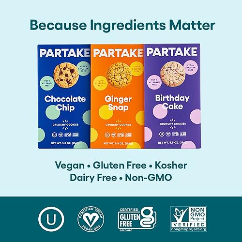 Miniatura 6 de Partake Foods Galletas veganas crujientes  Paquete variado de deliciosas galletas de 3 cajas  Sin gluten, sin OMG, ingredientes hipoalergénicos  Sin