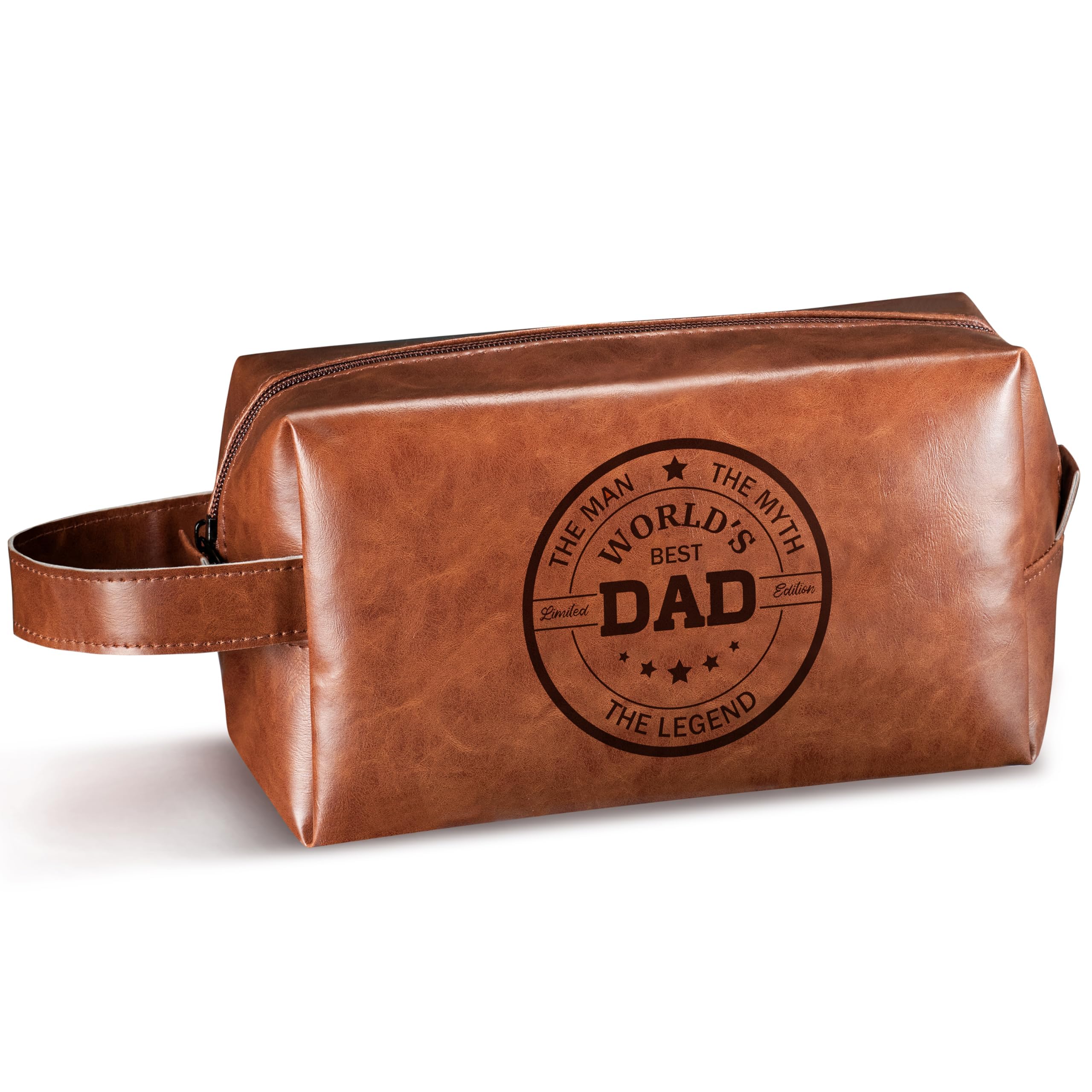 EYxsaxenk Man Travel Toiletry Bag - Father's Day World's Best Dad Man PU Leather Travel Essential Makeup Organizer Pouch Bag Organizer Bathroom