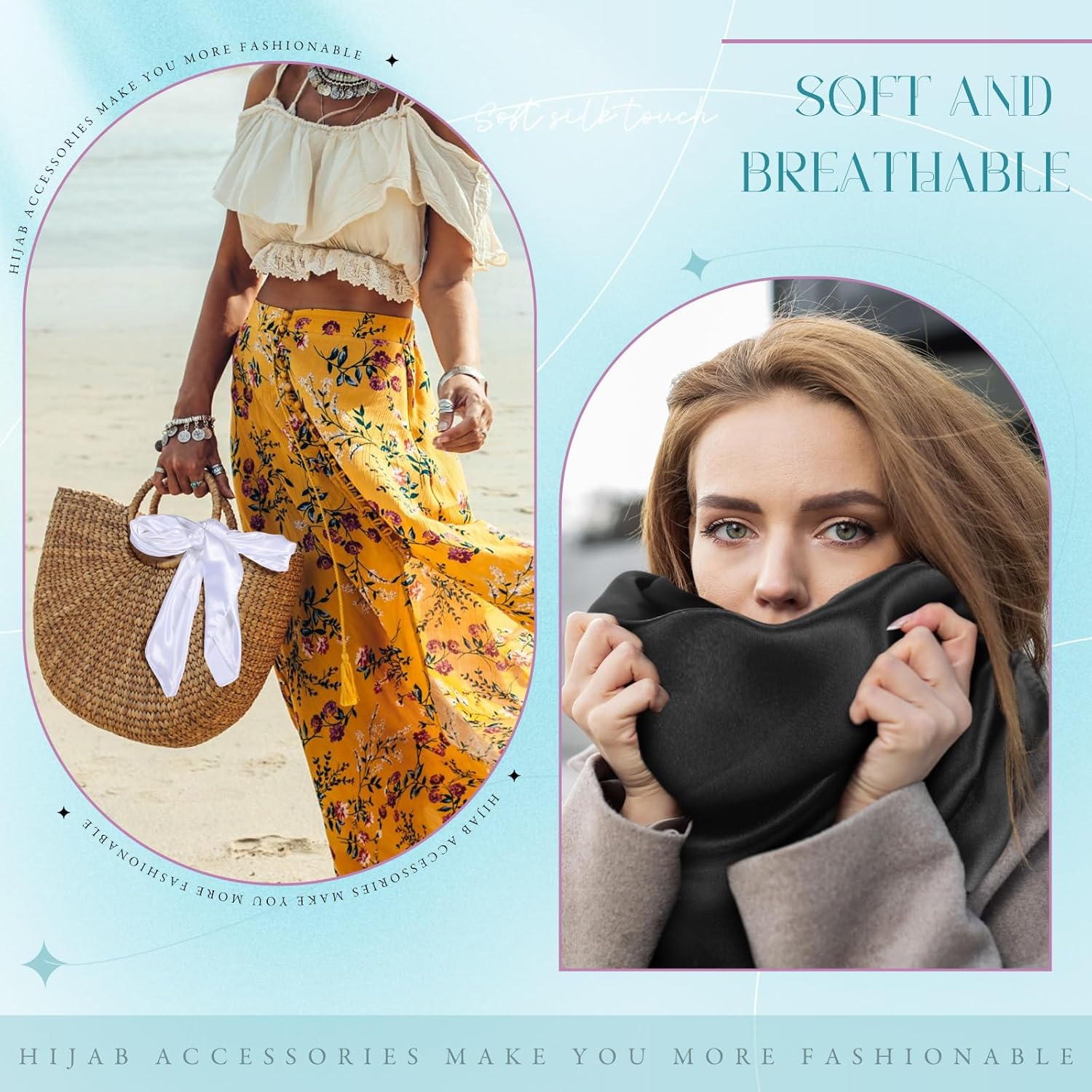 Hicarer 12 Pcs 35 Inch Satin Head Scarf Square Silk Like Neck Scarf Large Hair Scarf Silk Lightweight Hair Wrapping for Women - Image 5