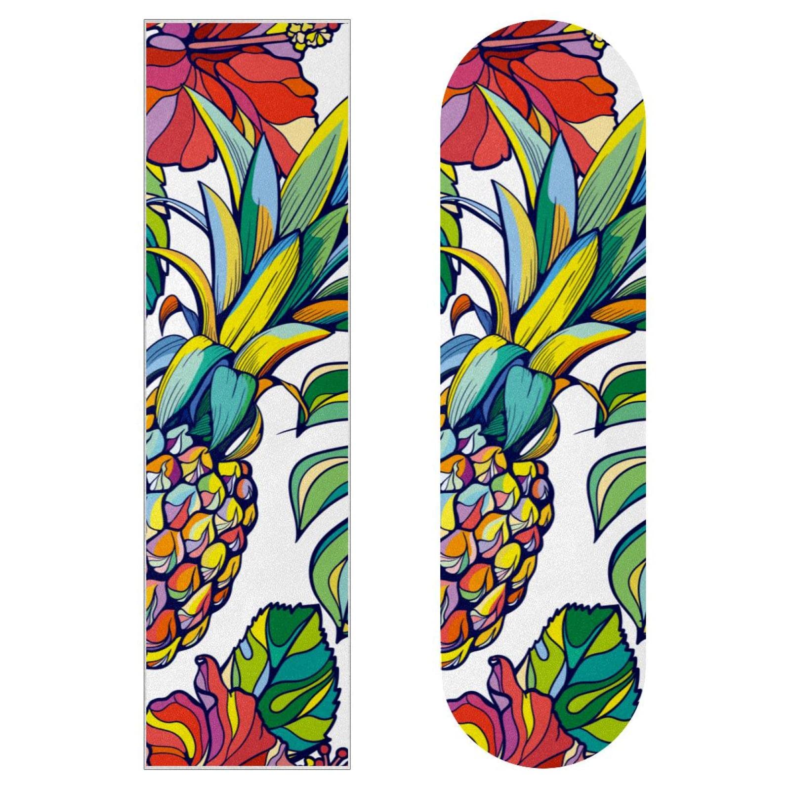 Bunte Ananas, 2 Stück Skateboard-Griptape Bogen Schleifpapier Longboard Aufkleber Roller Deck Sandpapier