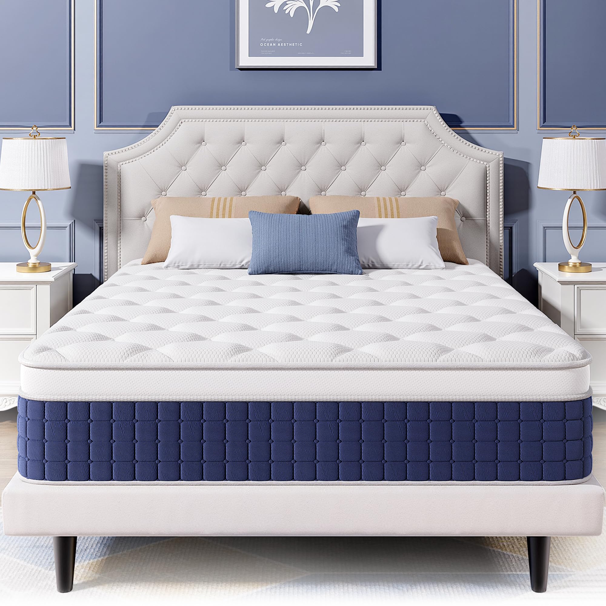 BedsPick Queen Mattress,12 Inch Hybrid Queen Mattress in a Box, Individual Pocket Spring Breathable Comfort for Sleep Supportive and Pressure Relief, Certipur-US