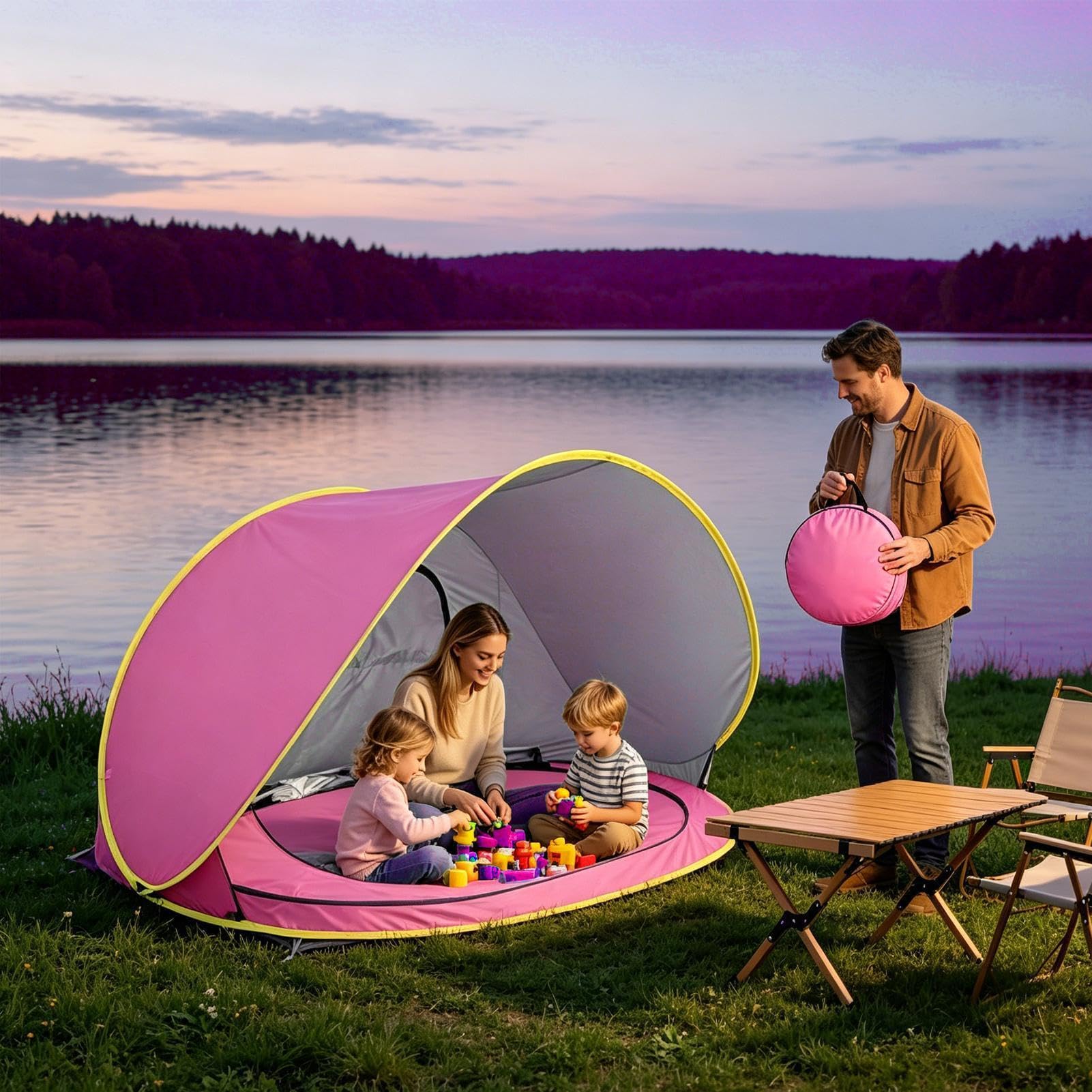 Tenda Da Spiaggia Con Solare Pensilina Portatile da Esterno | Rifugio Dal Sole Per La Spiaggia Per 2-3 Persone Attività All'Aperto Campeggio Picnic Periodo Estivo Viaggi Escursioni Zaino