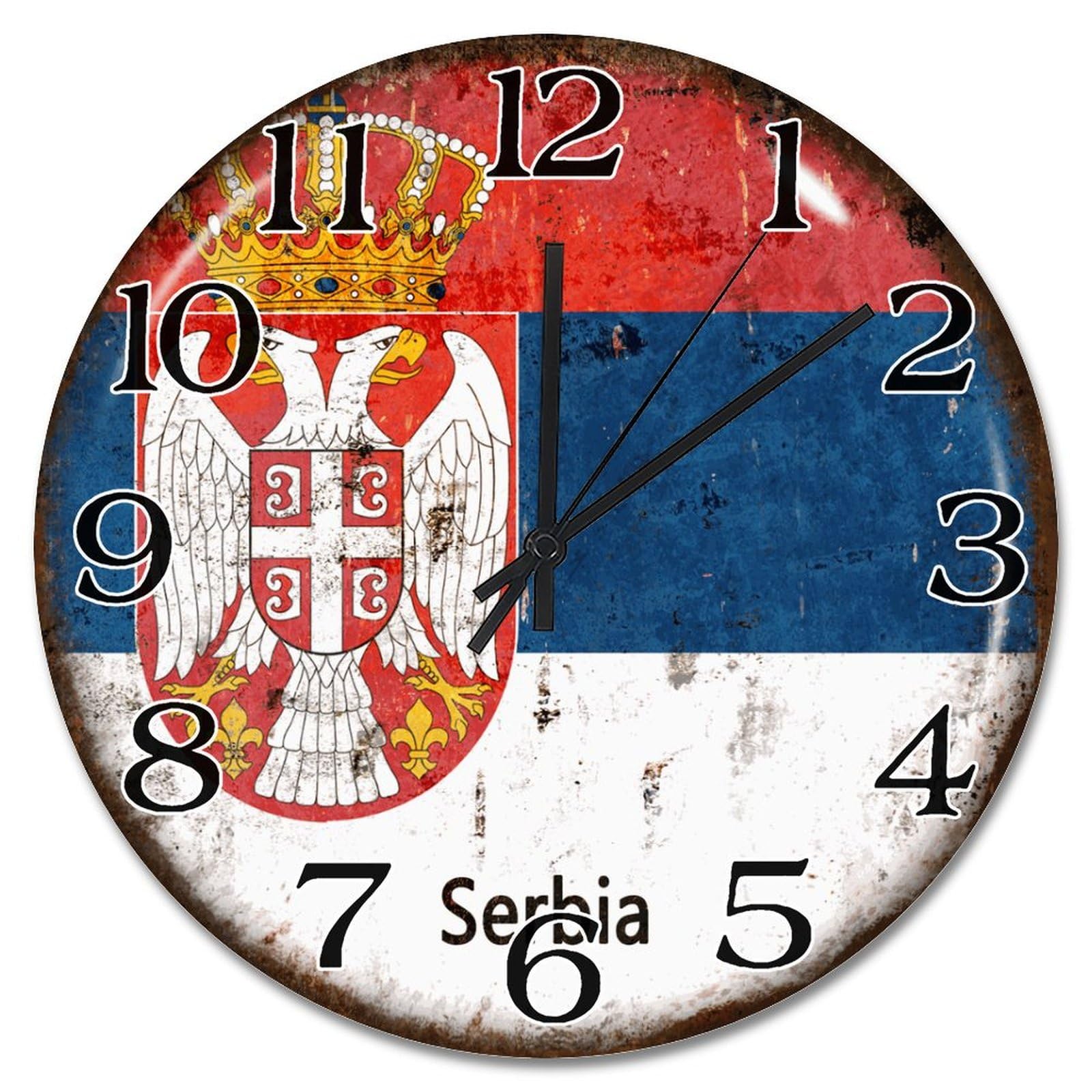 Horloge murale Serbie bois 25,4 cm silencieuse déco maison cuisine