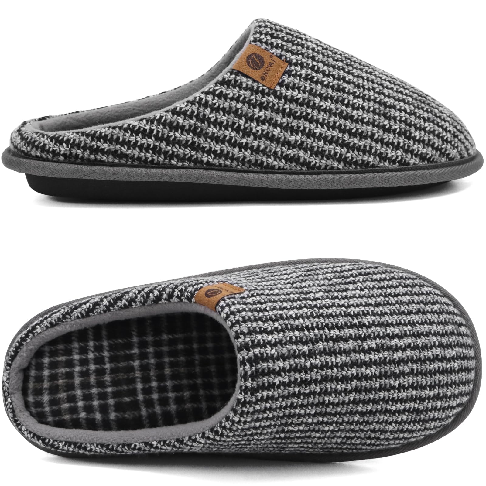ONCAI Pantofole da Uomo Invernali, Comoda Memory Foam Calde Scarpe da Casa in Lana Con Suola Antiscivolo Taglia 40-49 EU