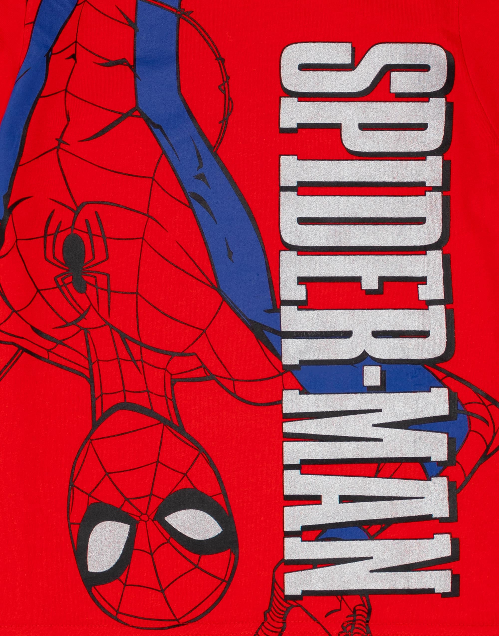 Marvel Spiderman Set Pigiama per Ragazzi Blu e Rosso | T-Shirt e Pantaloncini Pigiama per Bambini | Design con Imbracatura Web | Merce Ufficiale Regalo Perfetto per Piccoli Supereroi