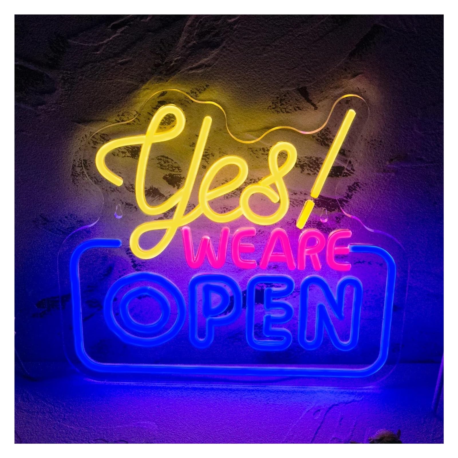 LEMST Signs Lamp Yes We are Open Neon Sign Light Dimmable USB Powered for Business Store Bar Salon Coffee Shop Dessert Pub Party Wall Decor 35.1cmx30.8cm