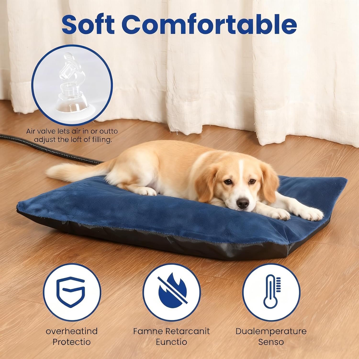 MARUNDA Outdoor Pet Heating Pad for Dogs & Cats - 100% Waterproof Outdoor Heated Cat Bed with Double Built-in AutoThermostat - Heated Pet Bed for Outside Animals (28" x 16" (L), Blue)