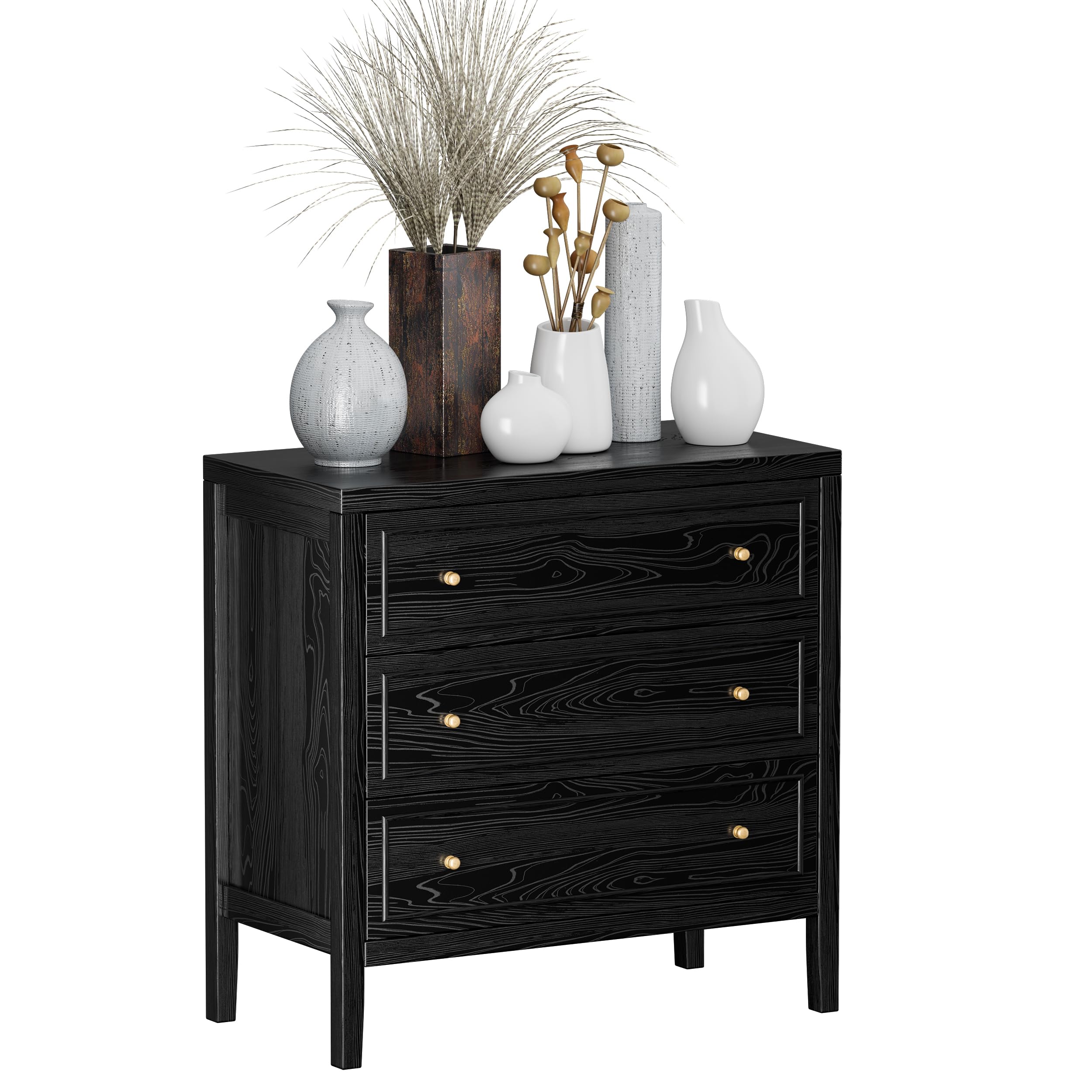 VDNEND 3 Drawer Dresser for Bedroom,Thickened Wooden Chests of Drawers,Small Clothes Storage Dresser with Drawers,Chest Organizer Cabinet Nightstand