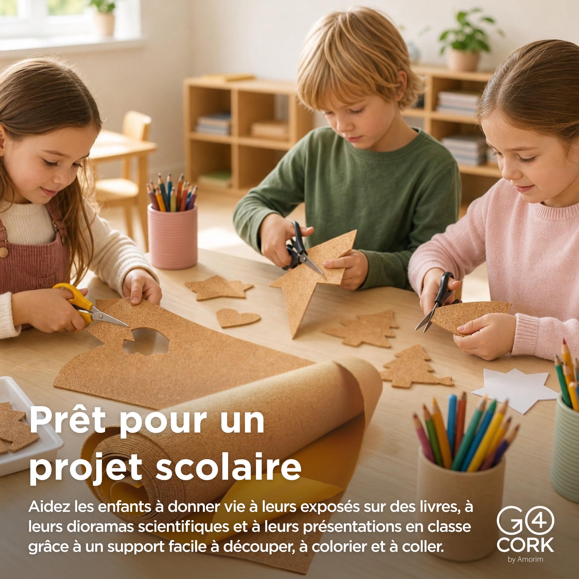 Go4Cork Rouleau de Liège Adhésif Premium – 45 x 300 cm | 100% Liège Naturel | Autocollant Écologique | Isolation Acoustique & Thermique | Loisirs Créatifs, Maison, École & Bureau | Pose Facile