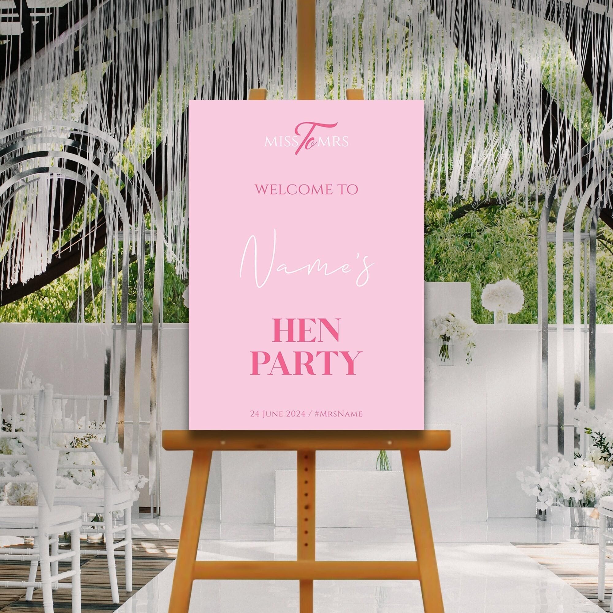 Blush Pink Hen Party Welcome Sign, A1, A2, A3 or A4, Bridal Shower Welcome Sign, Hen Do Welcome Sign, Hen Party Décor, Printed Sign, Wedding