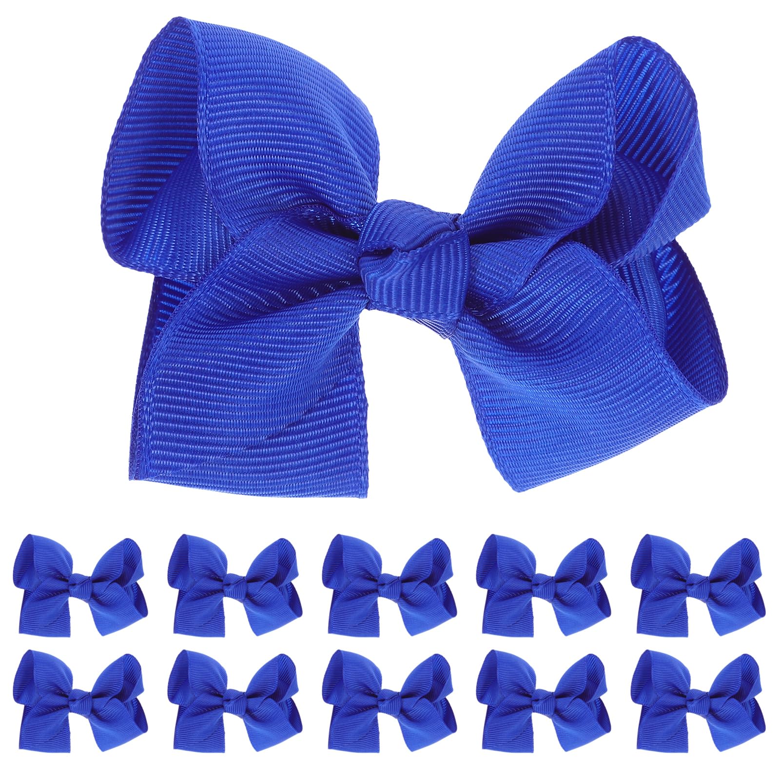 Abaodam 12 Pcs Ribbon Bow Hair Clips for Baby Fine Hair Navy Blue Small Ribbon Head Accessories for Girls School Uniform Grosgrain Alligator Clips for Toddlers and Kids Birthday Present