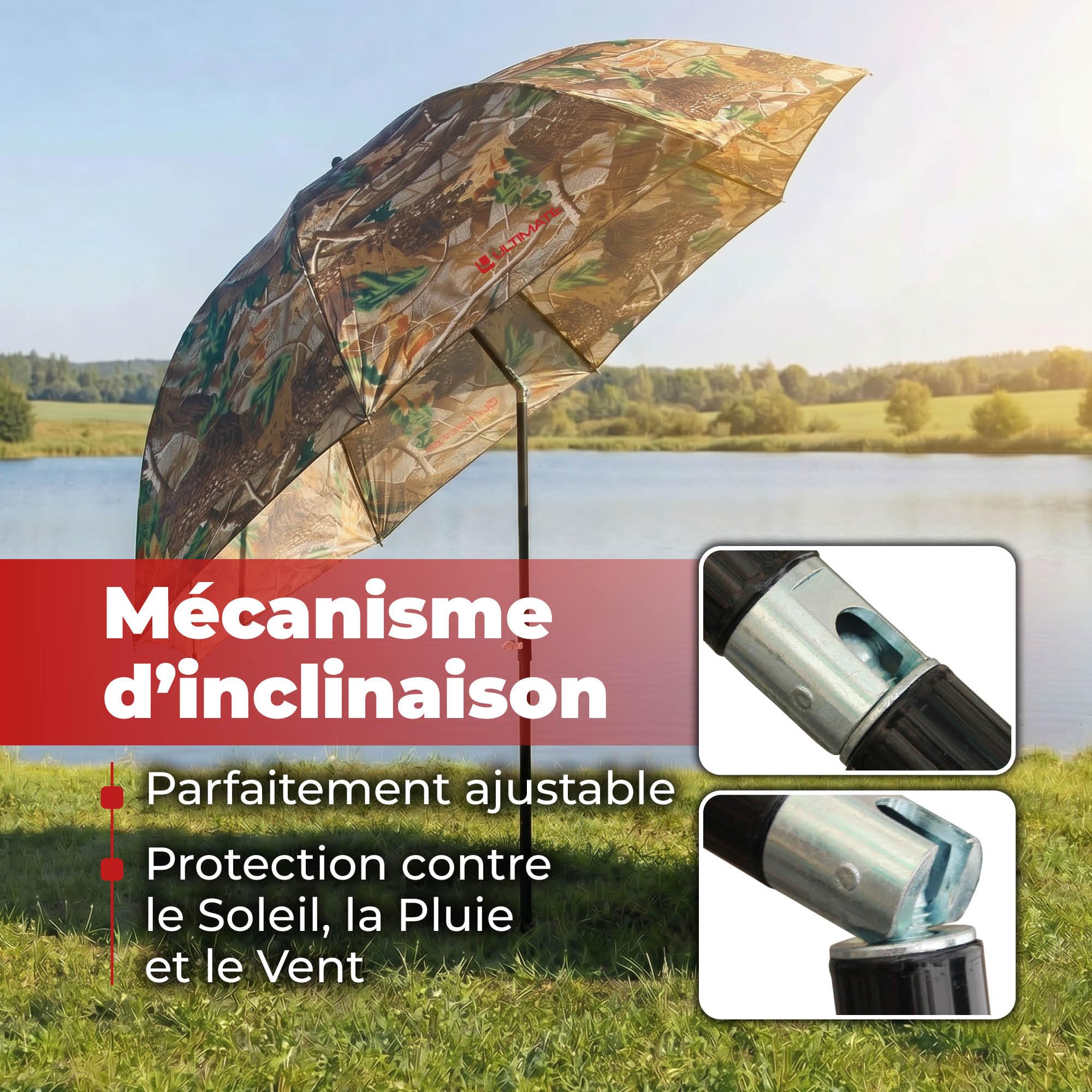 Ultimate Parapluie De Pêche Camo Avec Panneau Latéral 45'' Umbrella With Side Sheet - Parapluie De Pêche