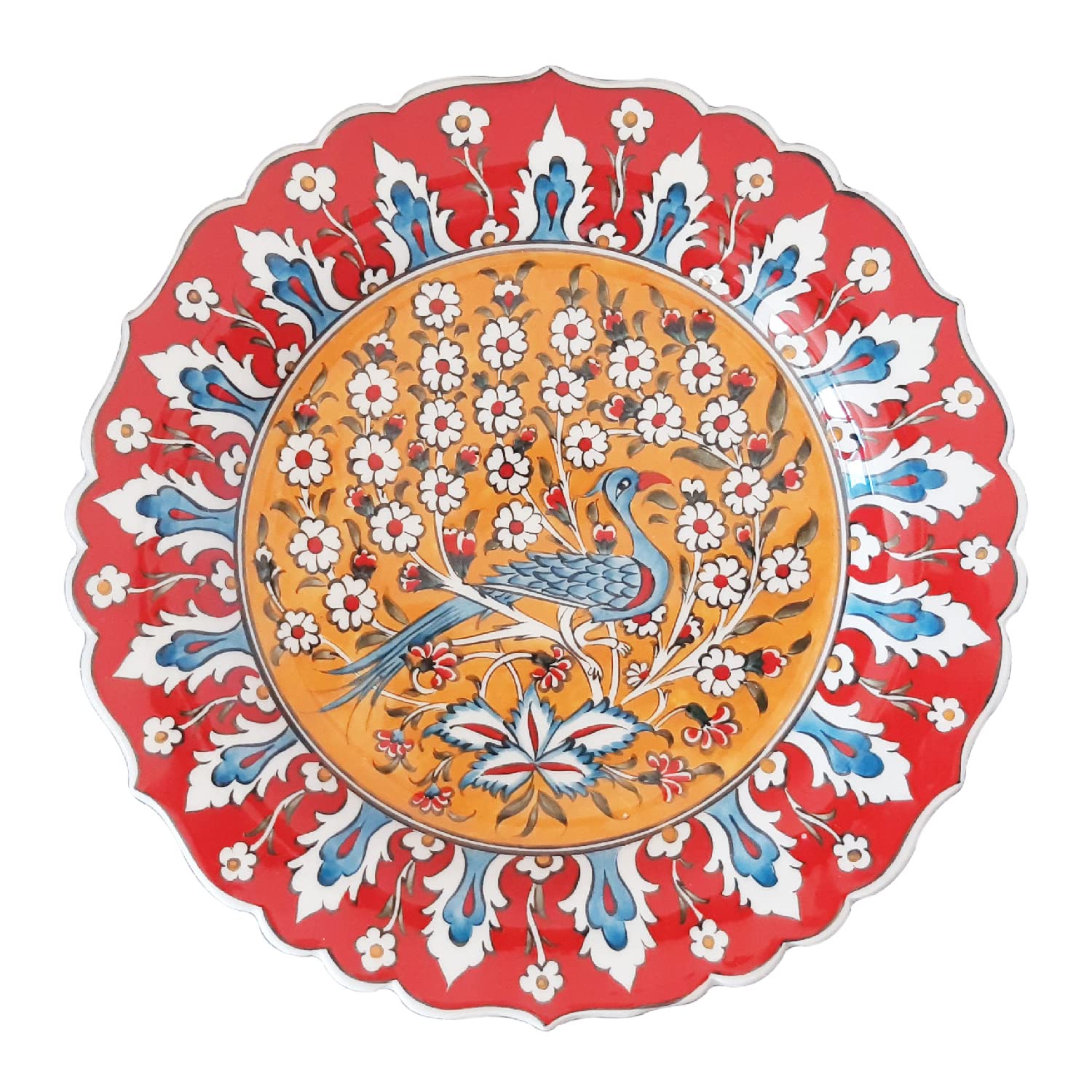 Handmade Ceramic Wall Plate, 30 cm (11.8 inches) Turkish Iznik Ceramic Plate 30 cm in Diameter