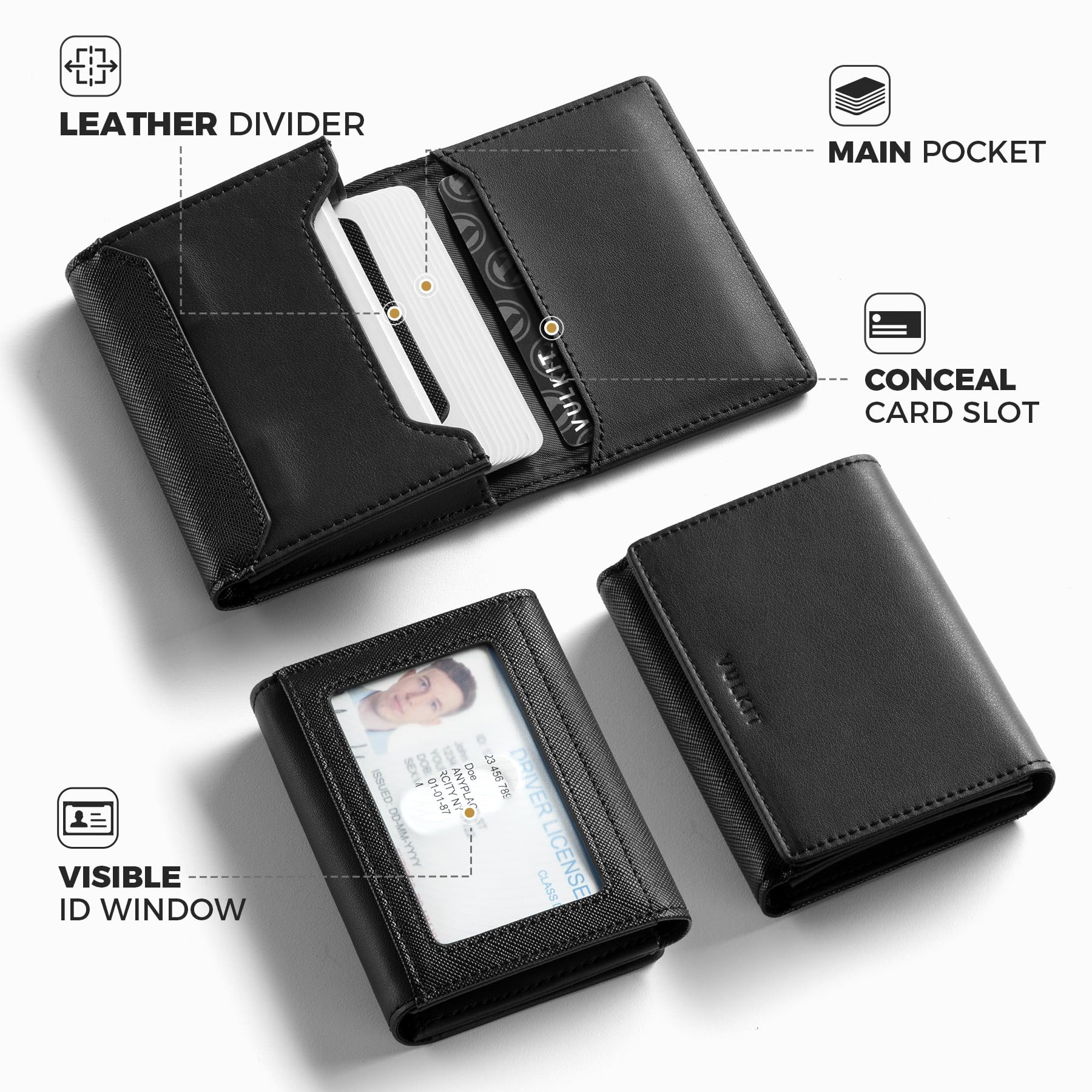 VULKIT Porte Cartes de Visite en Cuir pour Hommes étui pour Cartes de Visite Blocage RFID étui pour Cartes de Crédit Portefeuille avec Fermeture Magnétique