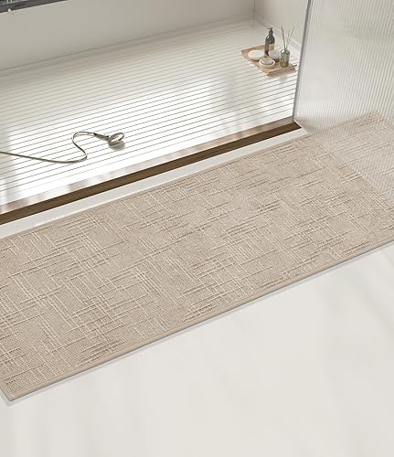 Miniatura 8 de YIHOUSE Tapete de baño antideslizante, absorbente, de secado rápido, para el suelo del baño, delgado, para debajo de la puerta, lavable de pelo bajo