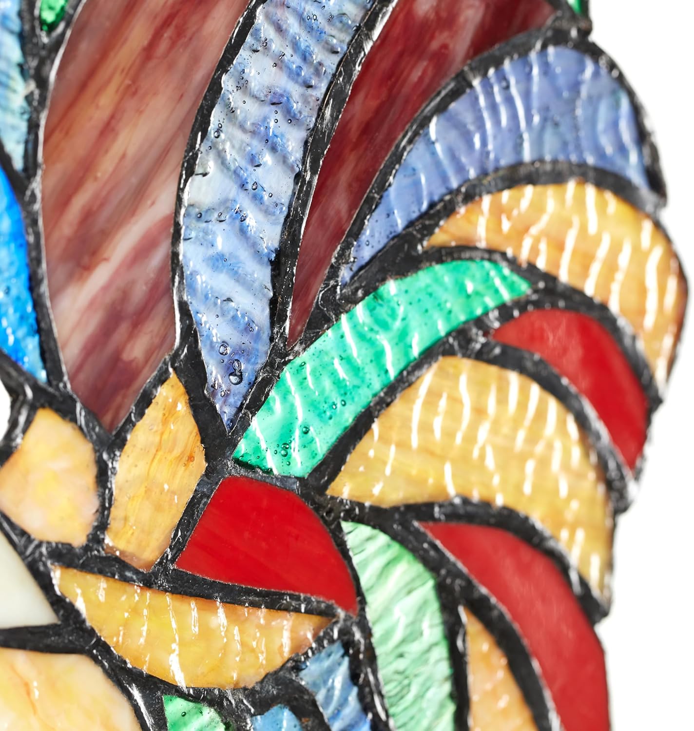 RIVER OF GOODS 15.25" H Rusty The Rooster Stained Glass Window Panel, Red, Purple, Blue