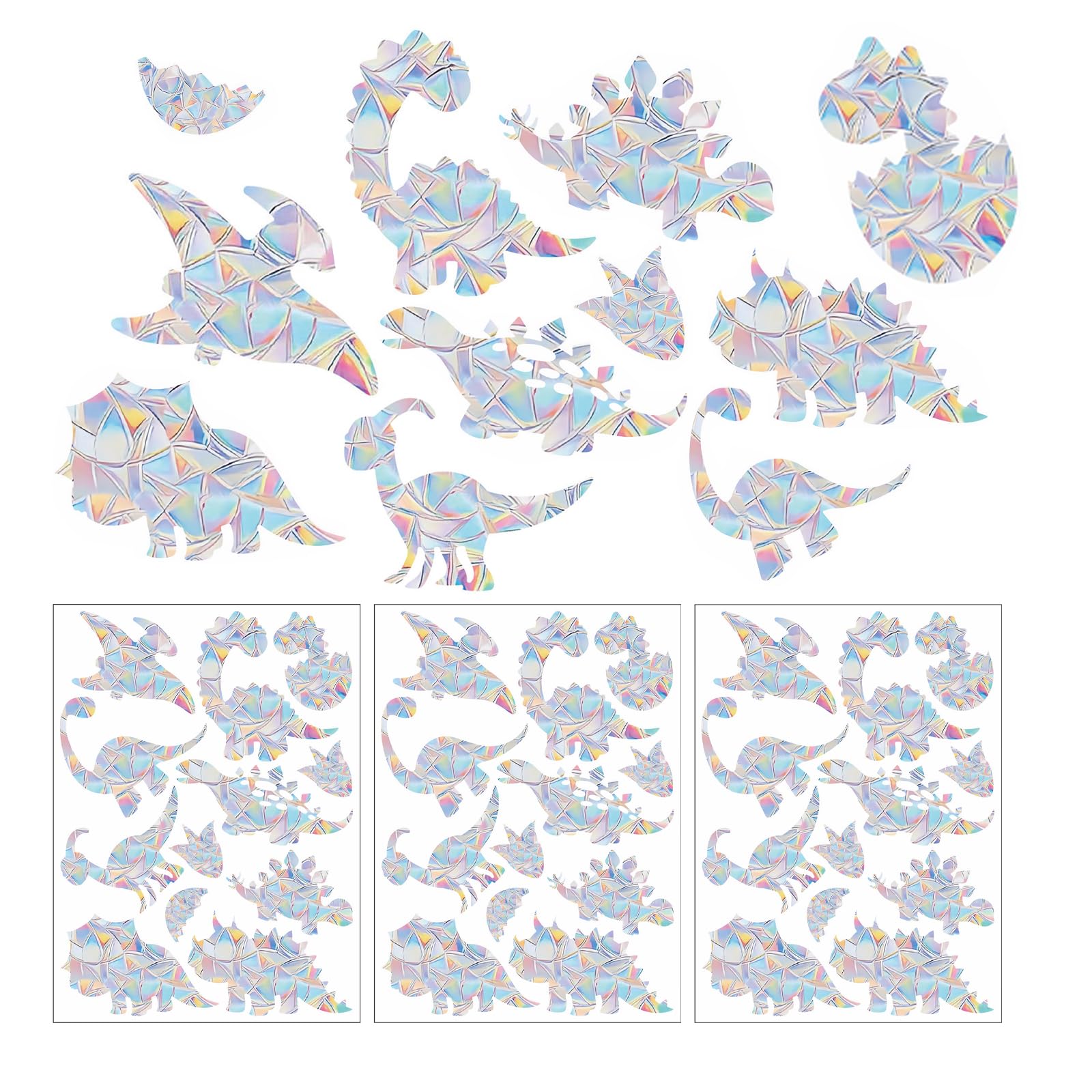 Pack of 36 Dinosaur Rainbow Stickers, Sun Catcher Stickers, Prism Window Stickers, Rainbow Window Film, Suncatcher Stickers, Anti-Collision Window Stickers, Electrostatic Adsorption