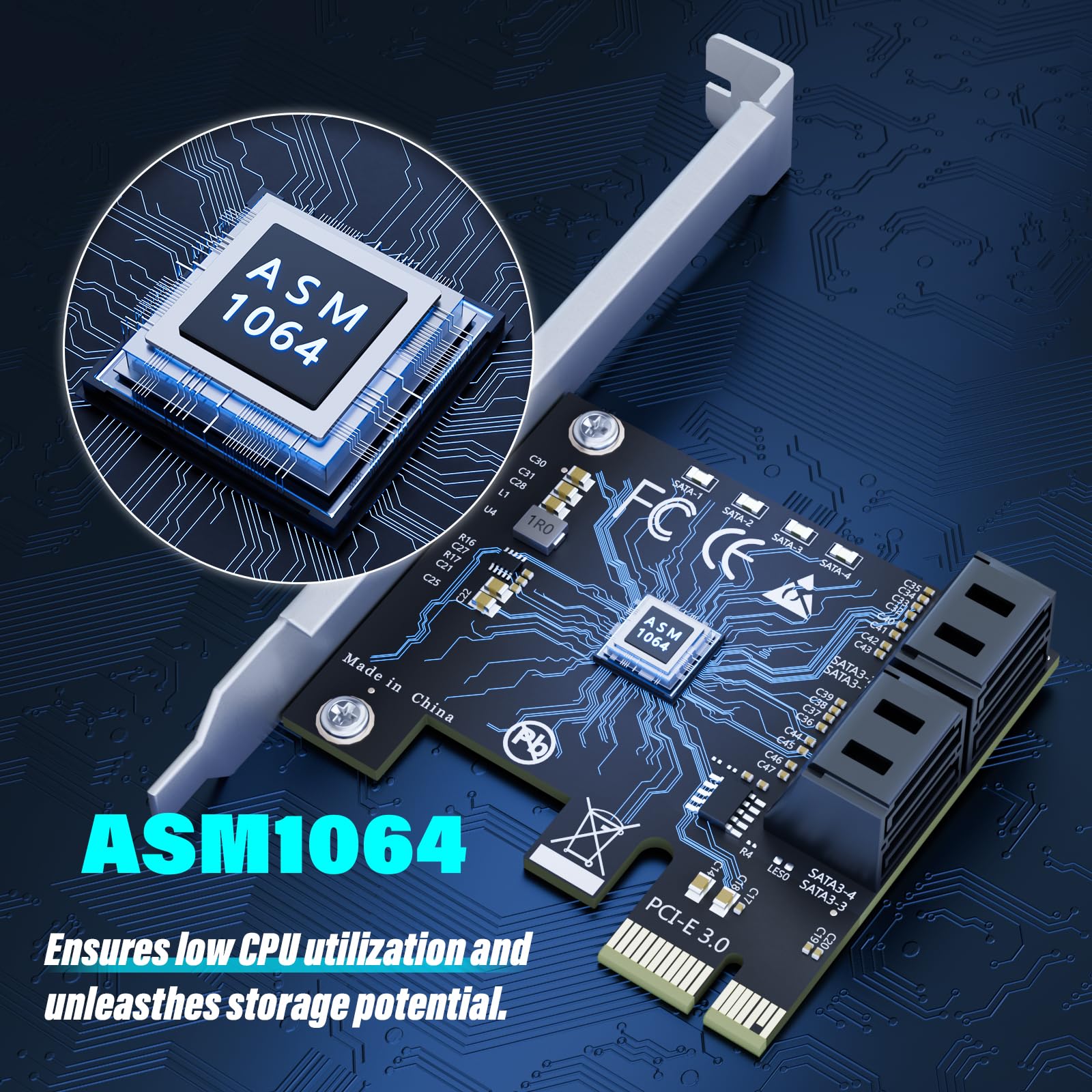 Amazon.co.jp: ELECNEXUS 4ポート PCIe 3.0 - SATA III 拡張カード