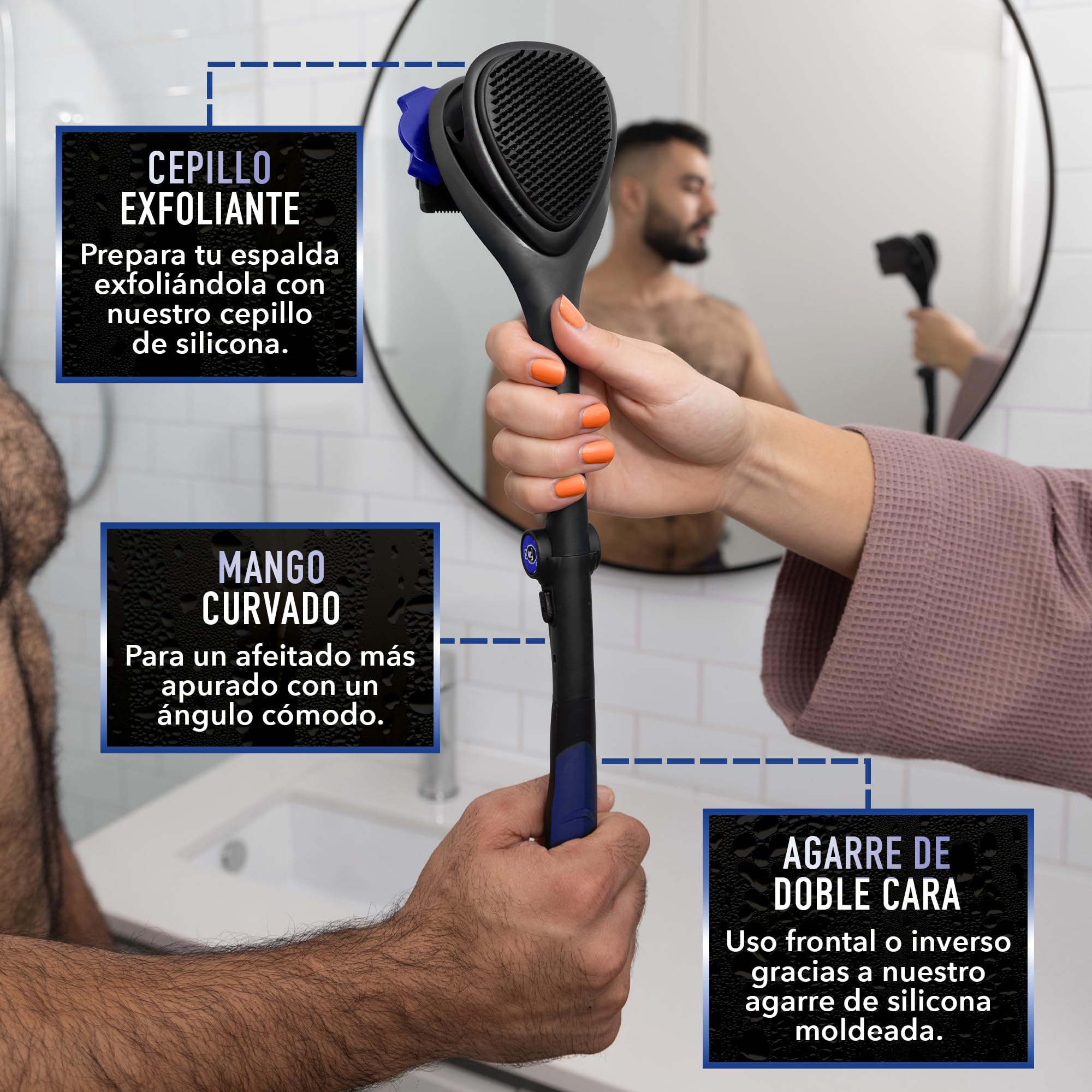 BakBlade Afeitadora de Espalda Masculina, Mango Extralargo de 58,4 cm para un Afeitado Apurado e Indoloro | La Rasuradora Espalda para Hombre Definitiva con + 3 Cuchillas Desechables de Recambio
