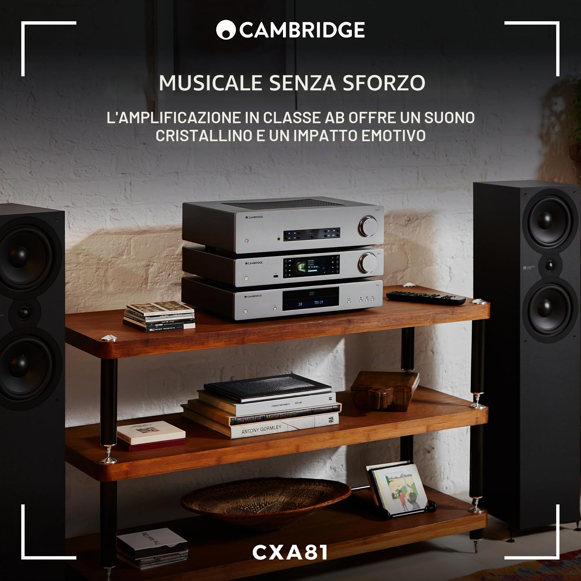 Cambridge Audio CXA81 - Sistema HiFi con amplificatore stereo integrato da 80 Watt, Bluetooth aptX HD e DAC ESS SABRE - Grigio Lunare