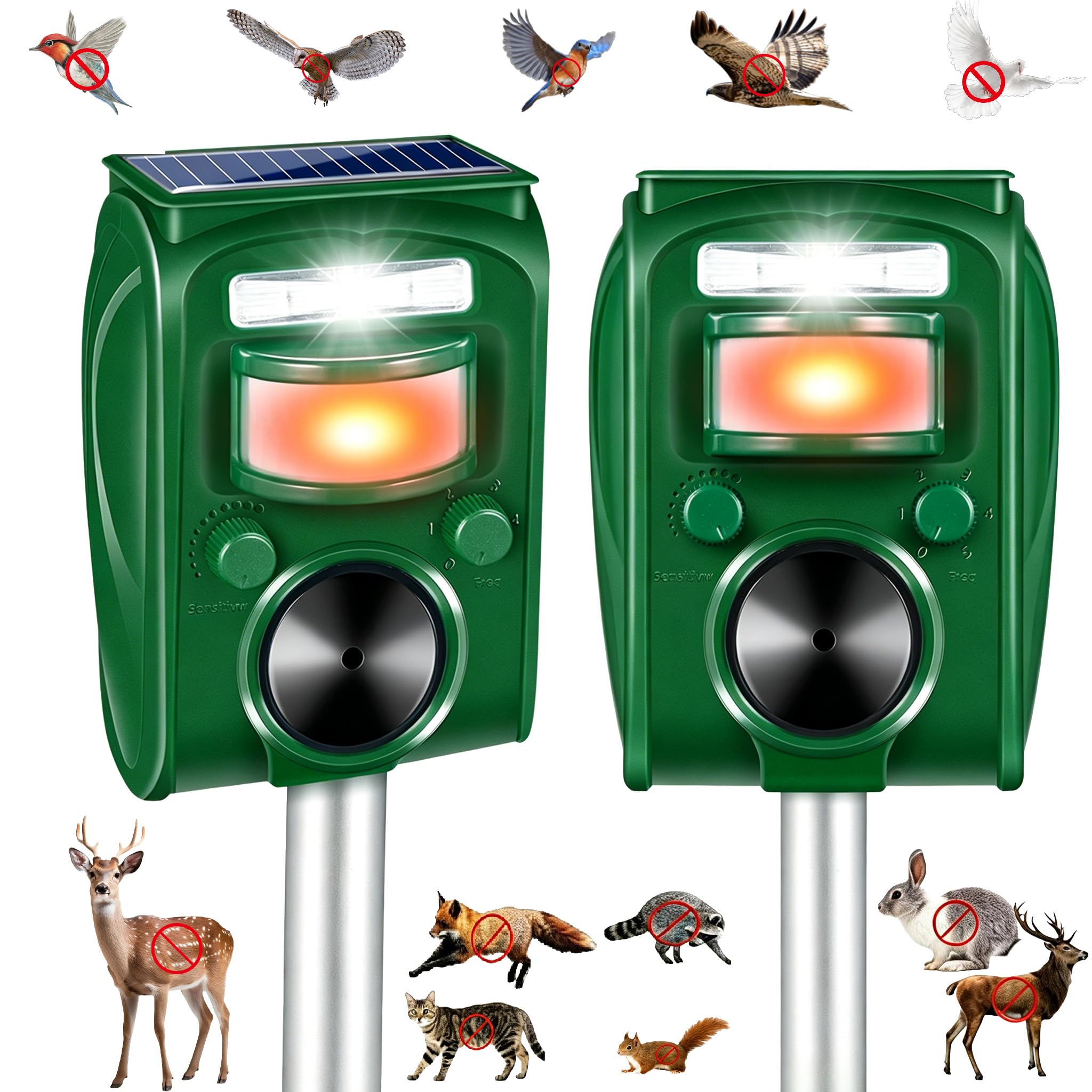 Sonic Fortress Pro 2-Pack Solar Ultrasonic Bird Repeller