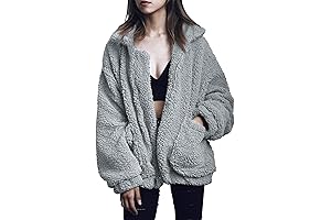 Womens Sherpa Shacket Long Sleeve Button Lapel Coat for a Pretty Garden