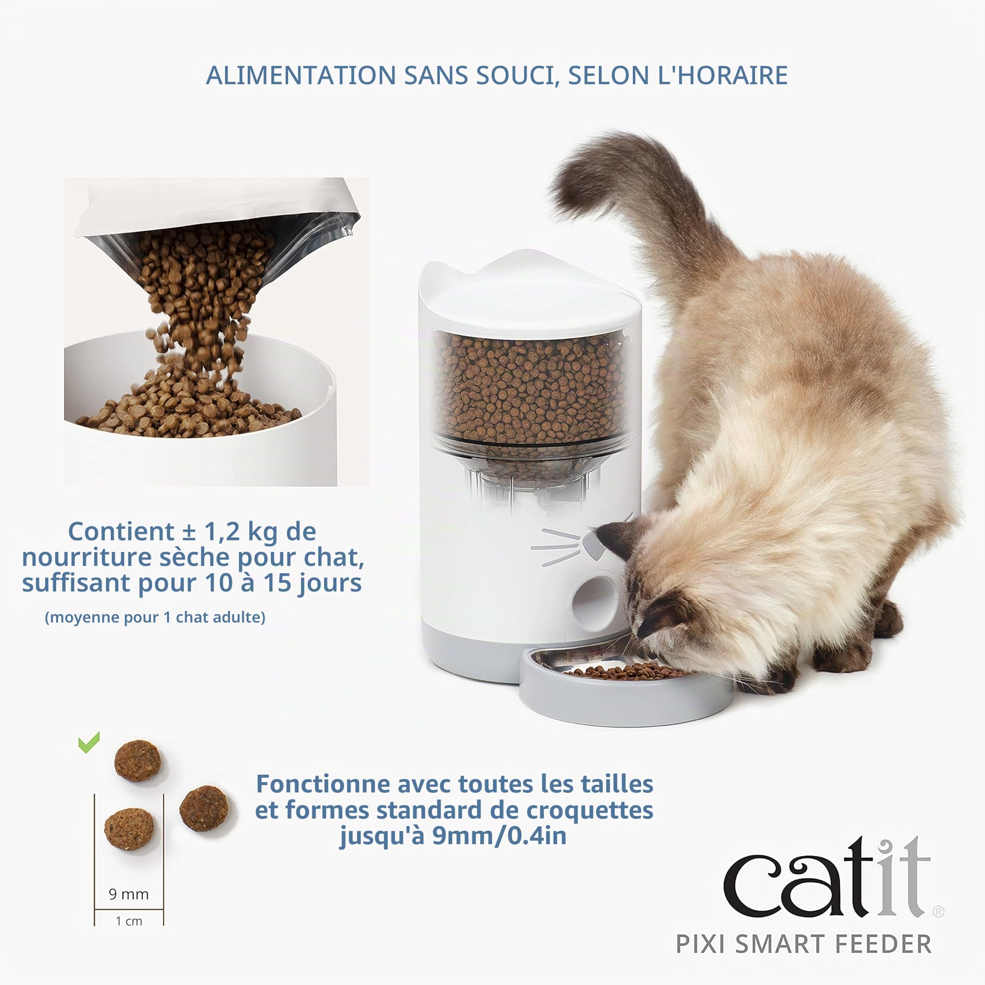 Catit Pixi Smart Feeder automatique pour chats, contrôlé par une application, pour 1,2 kg