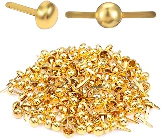 200 Pcs Golden Round Split Pins, Metal Brass Paper Fasteners Mini Craft Brads, Scrapbooking Brads for DIY Craft Art, School Projects, Scrapbooking Supplies, for Handmade Crafting(0.3 x 0.6 Inch)
