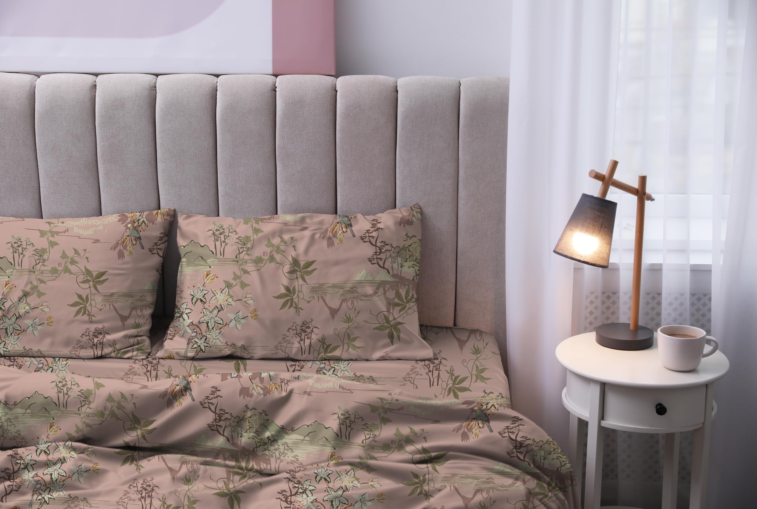 hermet Laura Biagiotti, Set Lenzuola Matrimoniali Cotone, Completo Letto a Fantasia, 100% Cotone, Lenzuolo Sopra + Lenzuolo Con Angoli + Coppia Federe, Teia Rosa