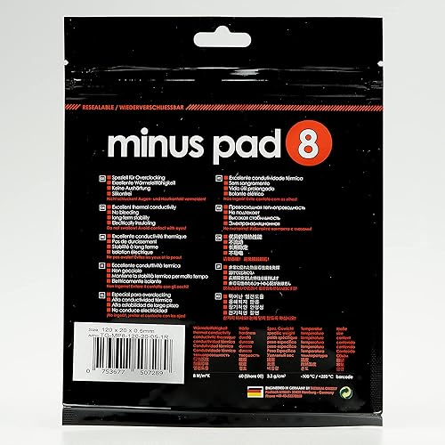 Miniatura 4 de Thermal Grizzly - Menos Pad 8 (4.724x0.787x0.020 in) - Almohadilla térmica conductora de enfriamiento autoadhesiva - Termopad de silicona elástica y