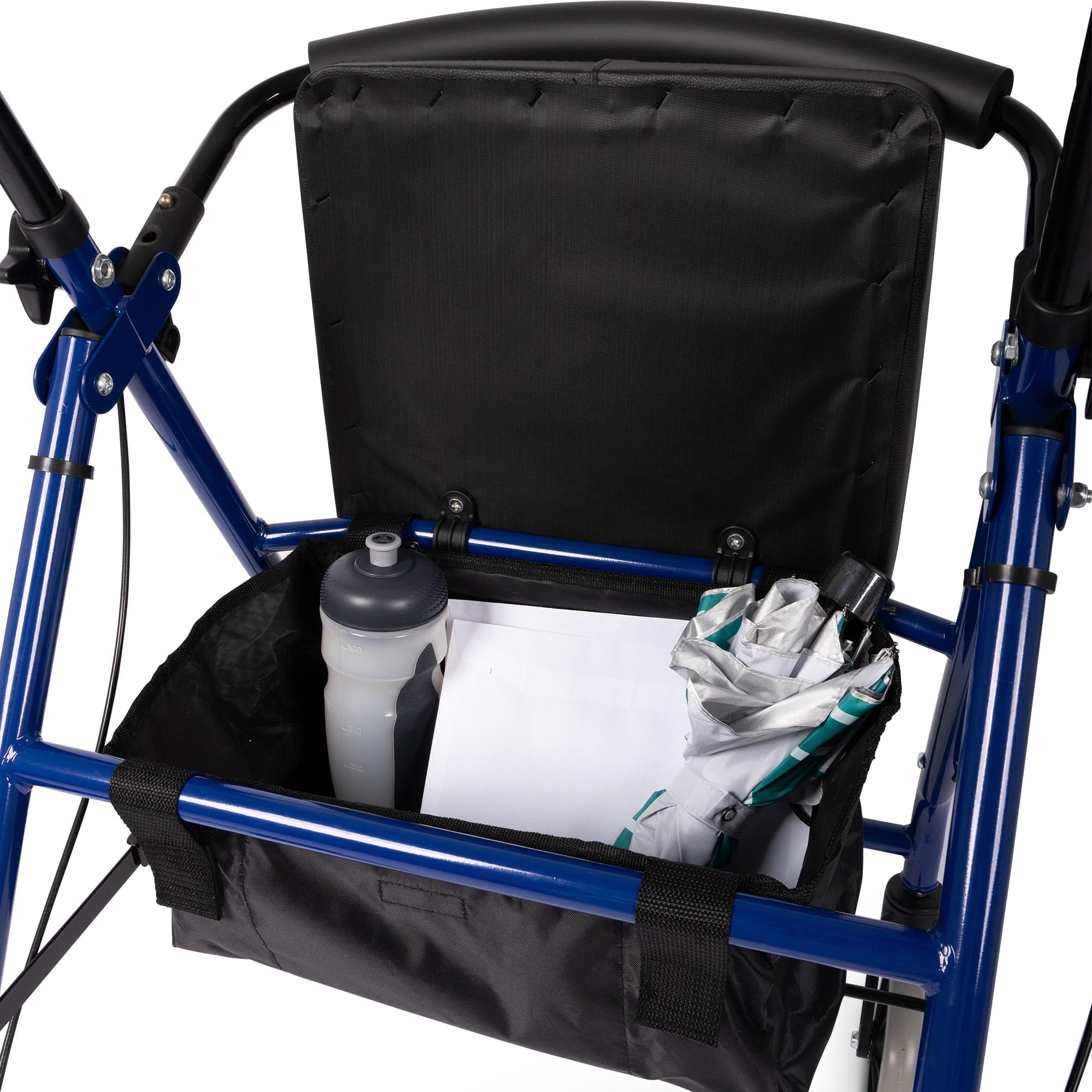 Andador plegable ligero - Incluye bandeja y cesta - Fácil de plegar para maletero plegable viaje - Altura ajustable - Caminante - Andador - Azul