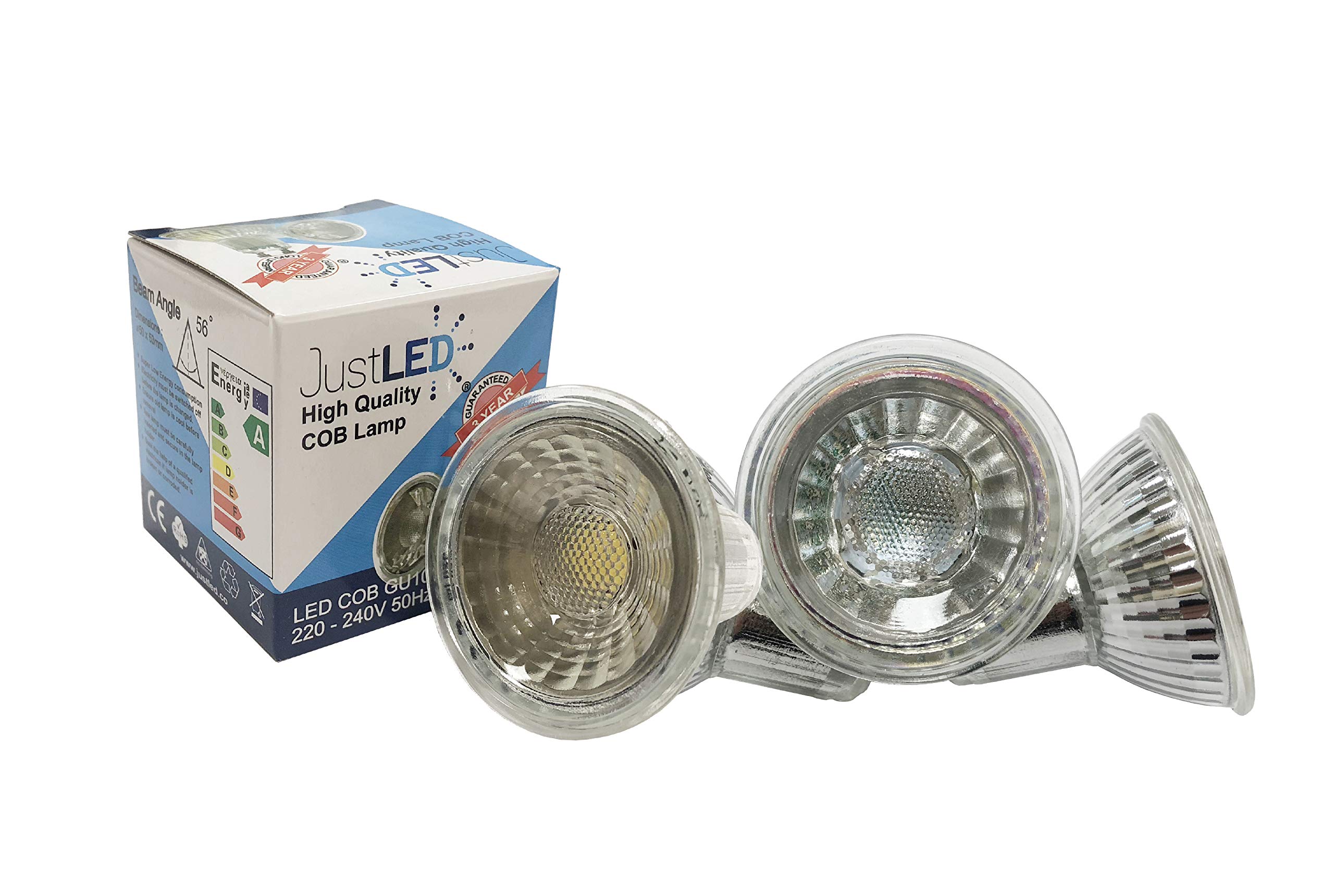 GU10 Ampoule LED Blanc jour, 5000 K 7 W pour Downlight Spot d'éclairage, éclairage encastré non dimmable AC200–240 V Lot de 10 (remplacement pour 70 W Spot halogène) [Classe énergétique A +]