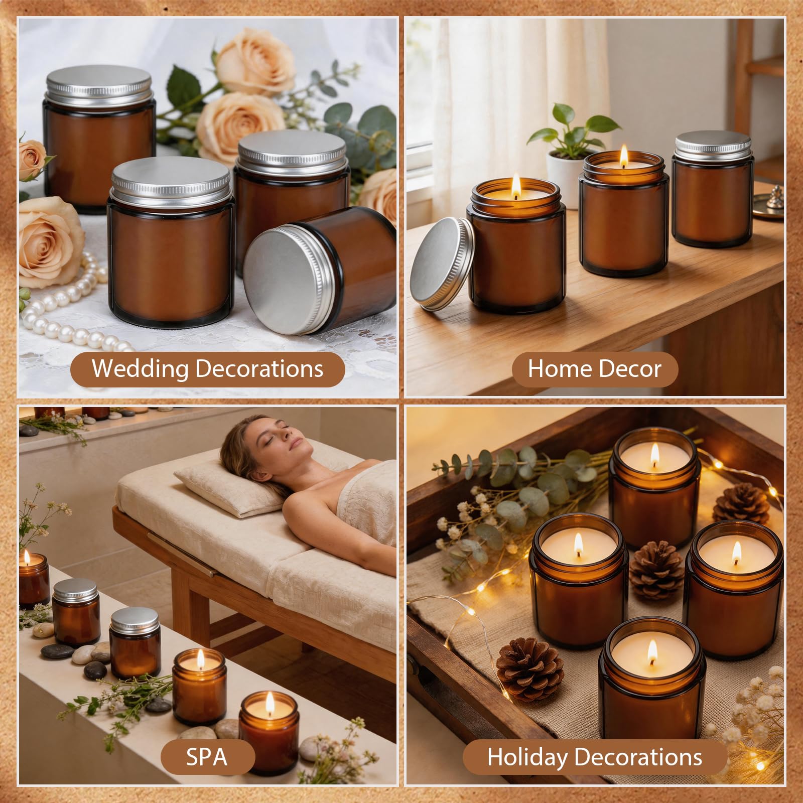 Mini-Soja-Kerzen, Geschenk-Set, Mahagoni und Teakholz, Aromatherapie, Einmachglas, langlebig, entspannend, ideal für Heimdekoration und Urlaub, Hochzeit, Großgeschenke, 24 Stück