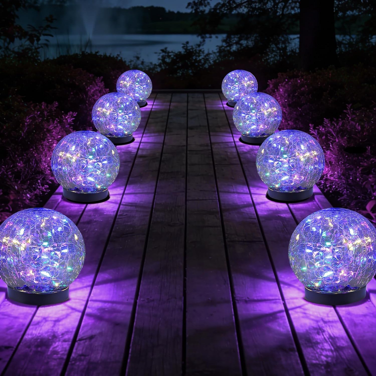 4 luci solari a globo per esterni, impermeabili, per giardino, sfera di vetro incrinato, luci solari per esterni, decorazioni per esterni e esterni, per patio e cortile, prato, cortile