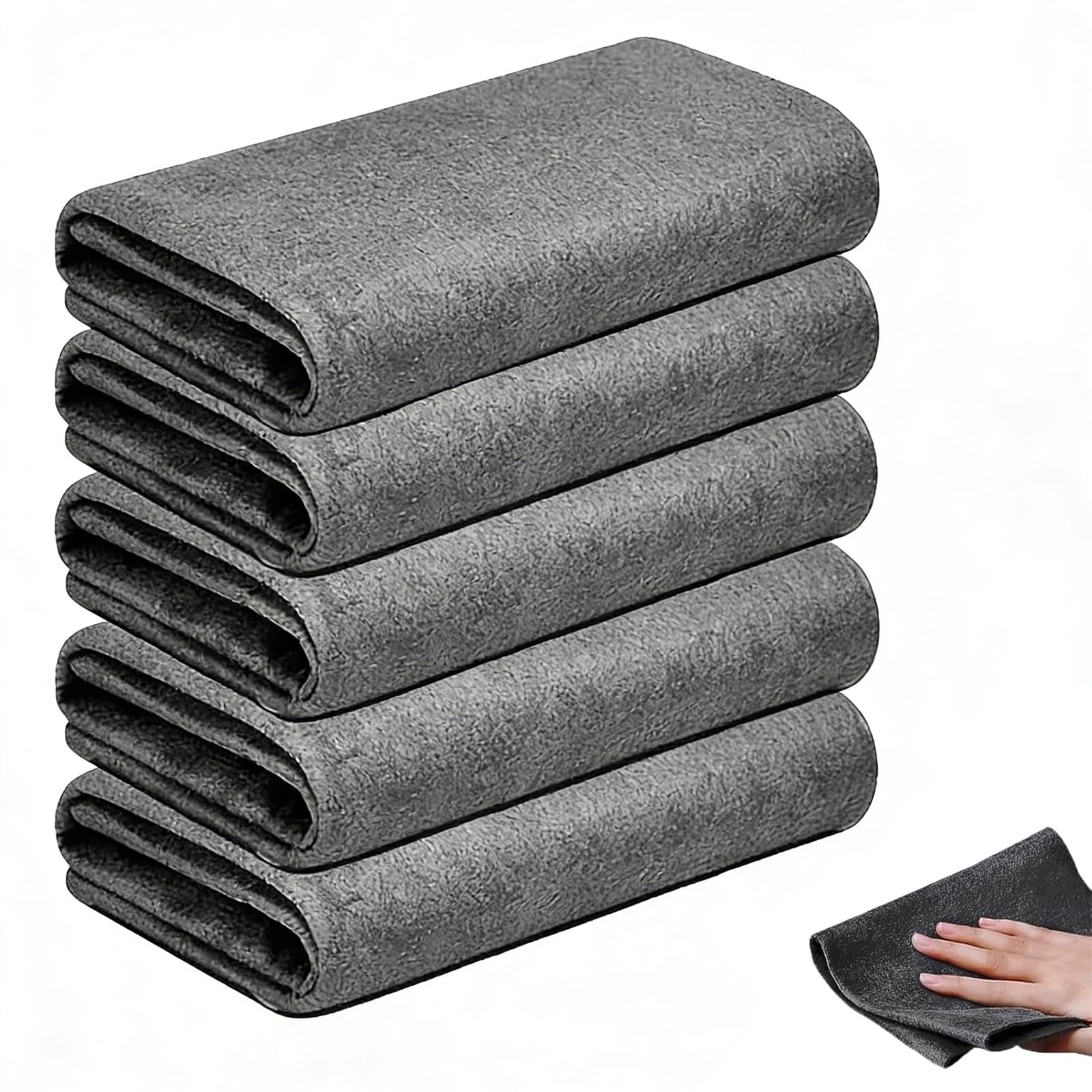 Oavie 5 Pack Magic Cleaning Cloths 20x25cm, Thickened Microfibre Glass Cleaning Cloth, Streak-Free Reusable Lint Free Towels for Windows, Mirrors, Car & Kitchen
