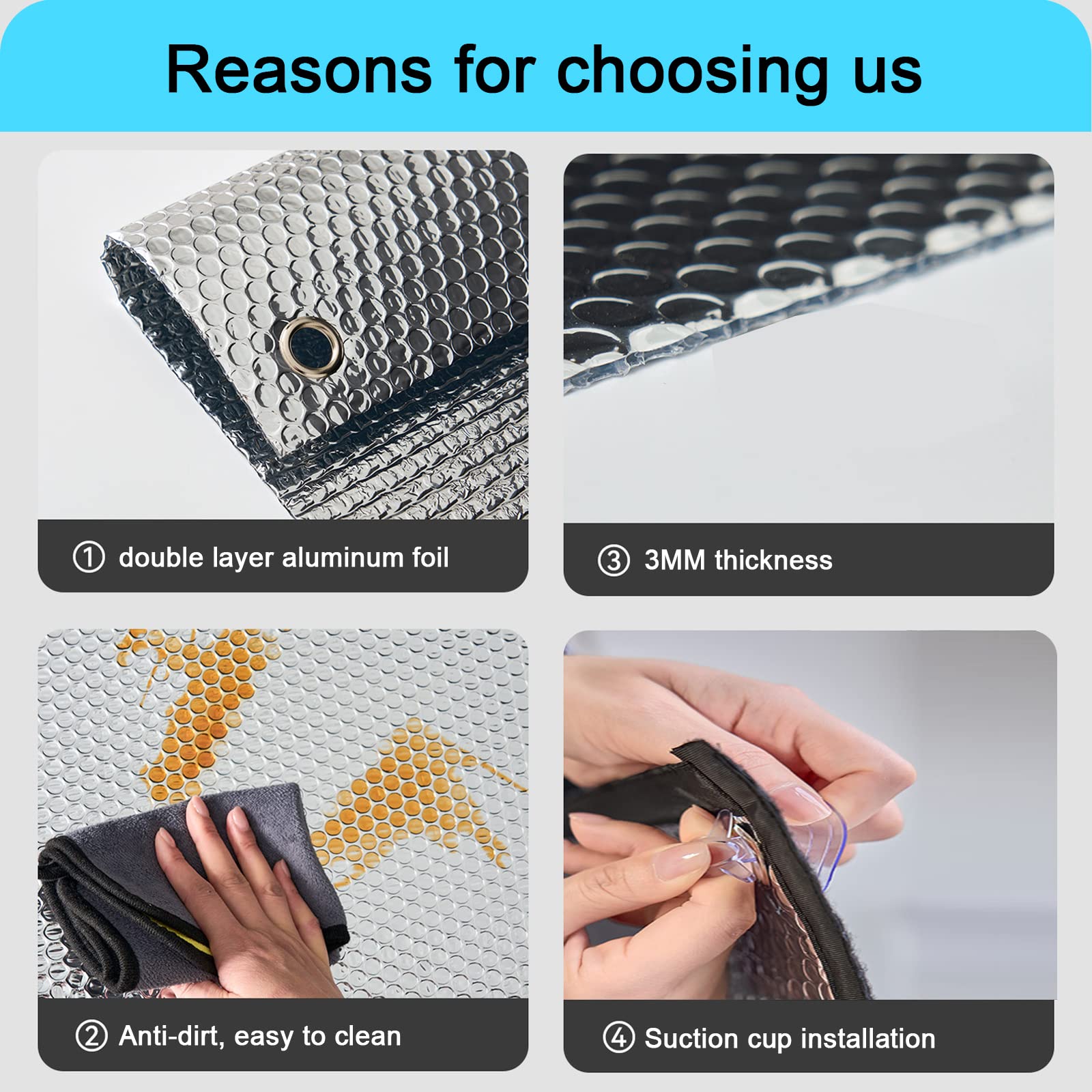 Película de Protección Solar Aislamiento,Película para Ventana Anti 99% UV,Lámina de Privacidad Total,Película Aislante de Burbujas de Aluminio Doble Cara,para Vidrio,Baño (160x300cm/63''x118'')