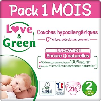 Love Green Case Pack Couche Taille 2 3 6 Kg Pack 1 Mois 216 Couches Amazon Fr Bebe Et Puericulture