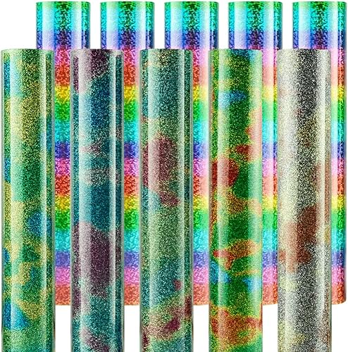 Sworae - Paquete de 10 hojas de vinilo termotransferible de 12 x 10 pulgadas, compatible con Silhouette Cameo, vinilo HTV fácil de desmalezar para