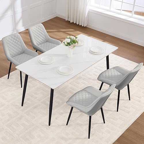 Miniatura 2 de Juego de sillas de comedor de 4, sillas de comedor modernas con cojines gruesos, sillas de comedor de cocina y salón tapizadas en cuero sintético
