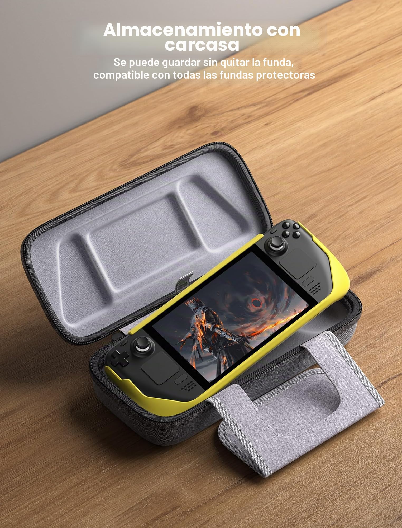 JSAUX Funda para Steam Deck/ROG Ally, Funda Rígida Protectora con Cargador Integrado y Estación de Acoplamiento, Bolsa de Viaje Portátil para Steam Deck OLED/ROG Ally X - BG0106X