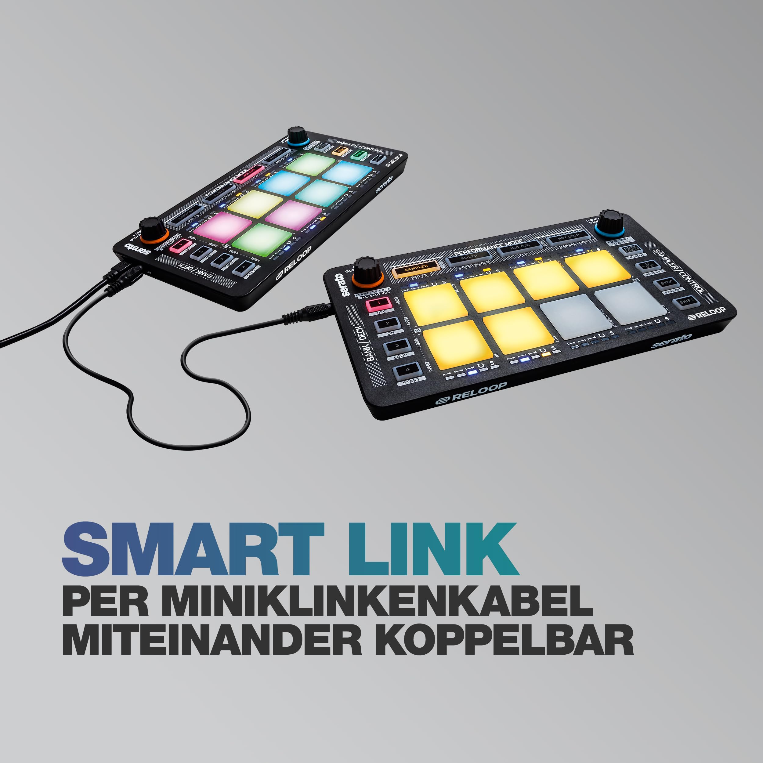 Reloop Neon - DJ MIDI Pad Controller mit 8 anschlagdynamischen RGB-Performance-Drumpads, Plug and Play mit Serato DJ Pro, (schwarz)