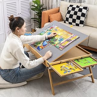 1500 PCS Jigsaw Puzzle Table with Drawers and Legs, Portable Puzzle Tables for Adults, 3-Tilting-Angle Puzzle Board with Cover
