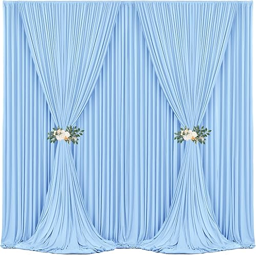 Miniatura 9 de Cortinas de fondo blancas de 5 x 12 pies para bodas, fiestas, sin arrugas, cortinas de tela para decoración de fotos, tela para baby shower,