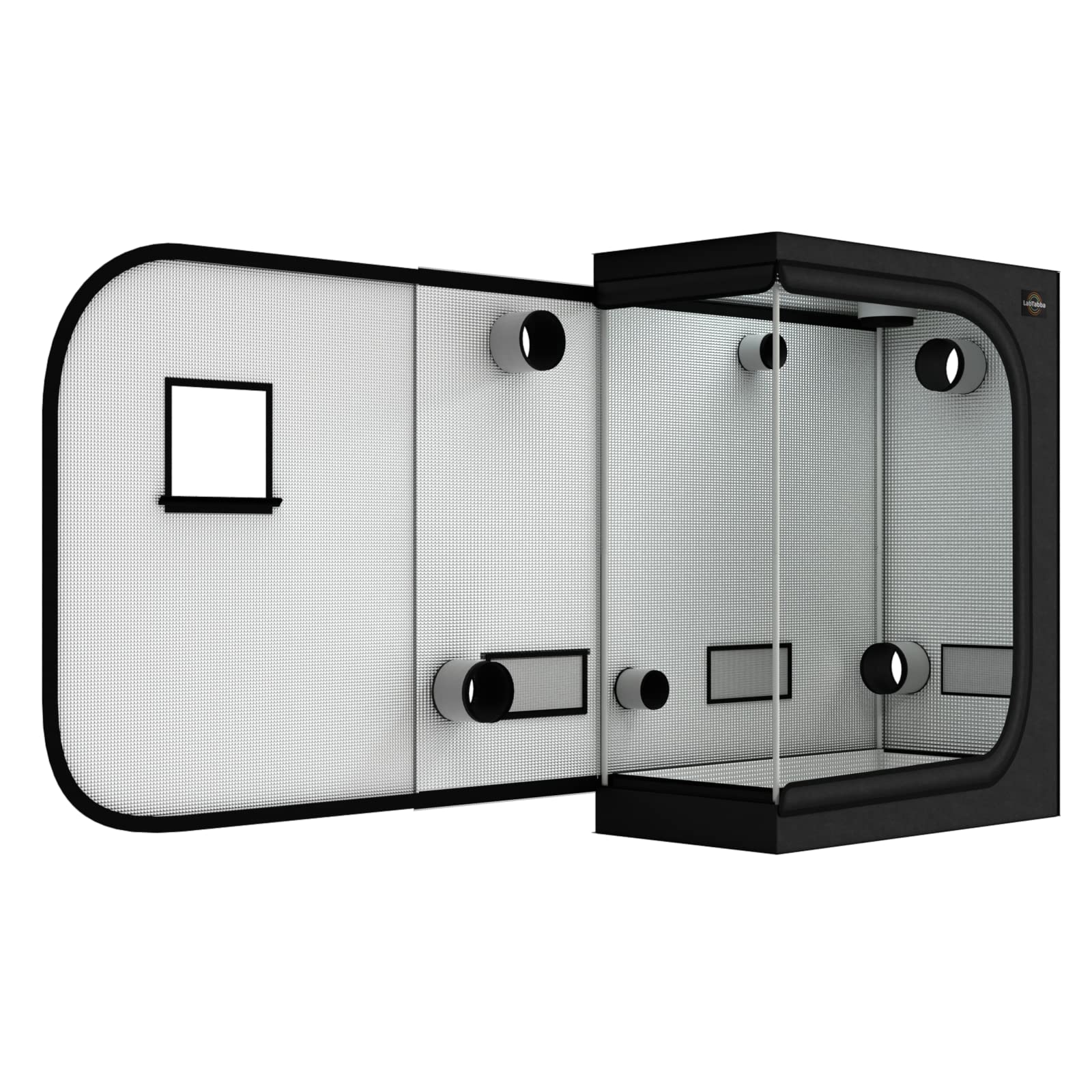 LabTabba 48"x24"x60" Growminer 426 Hydroponic Mylar Grow Tent with Light-Blocking Zipper Flaps, Detachable Fog-Preventing Observation Window and Extra Tall Floor Tray for Indoor Plant Growing