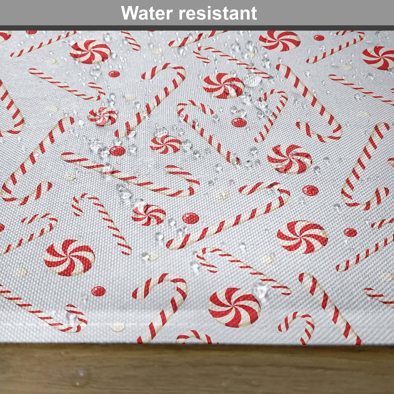 Ambesonne Candy Cane Place Mats Set of 4, Sugary Treats of New Year Celebrations Pattern of Holiday Food, Washable Fabric Placemats for Dining Table, Standard Size, Coconut White